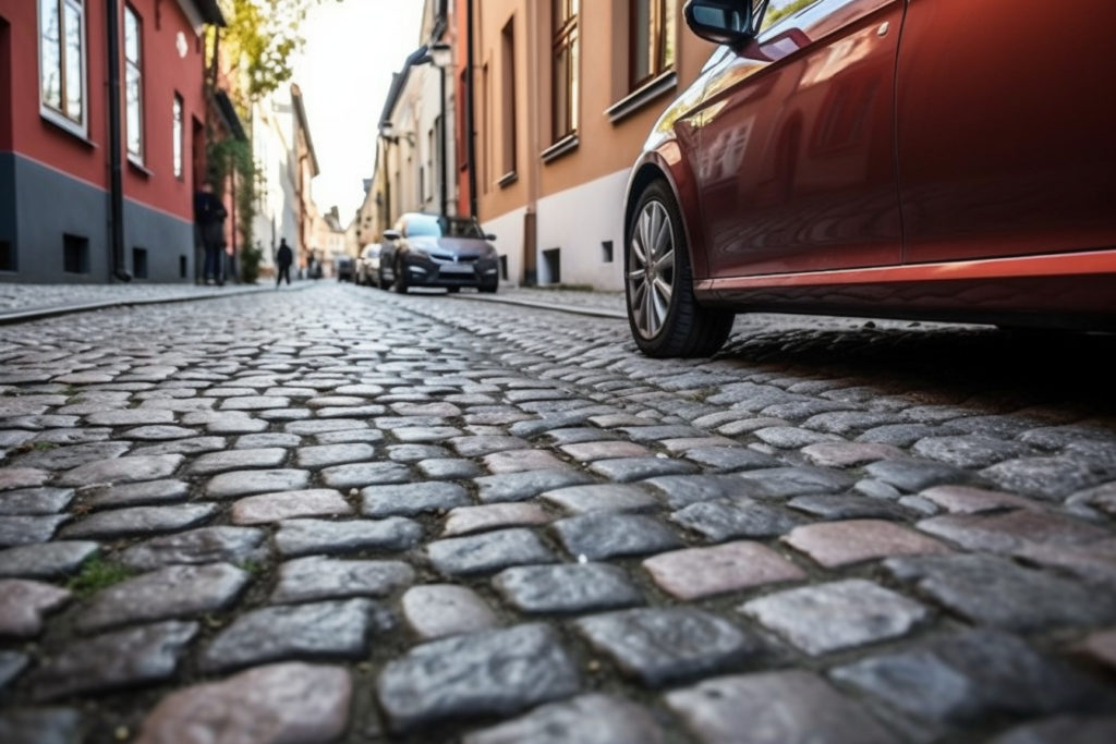 Une Renault rouge dans la rue