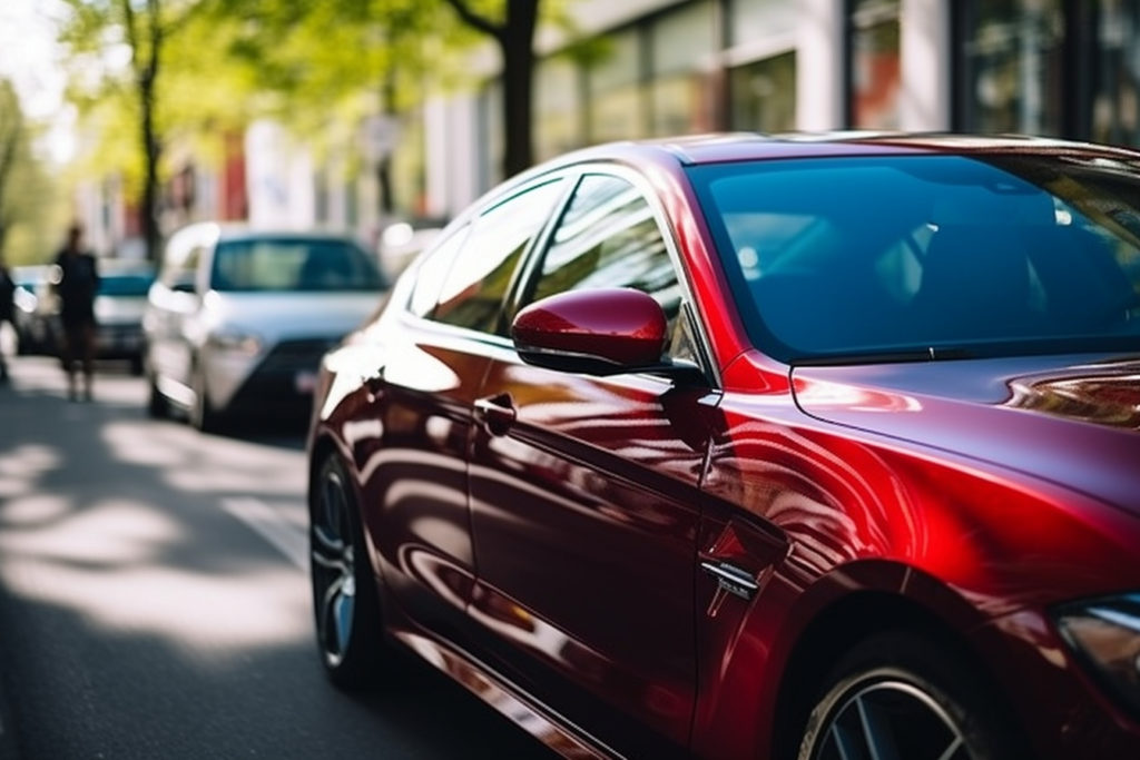 Une voiture électrique rouge