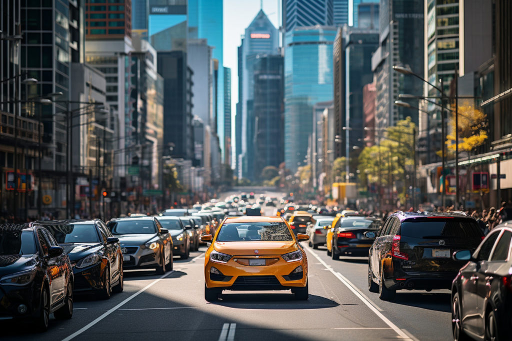 Une voiture au beau milieu de la rue