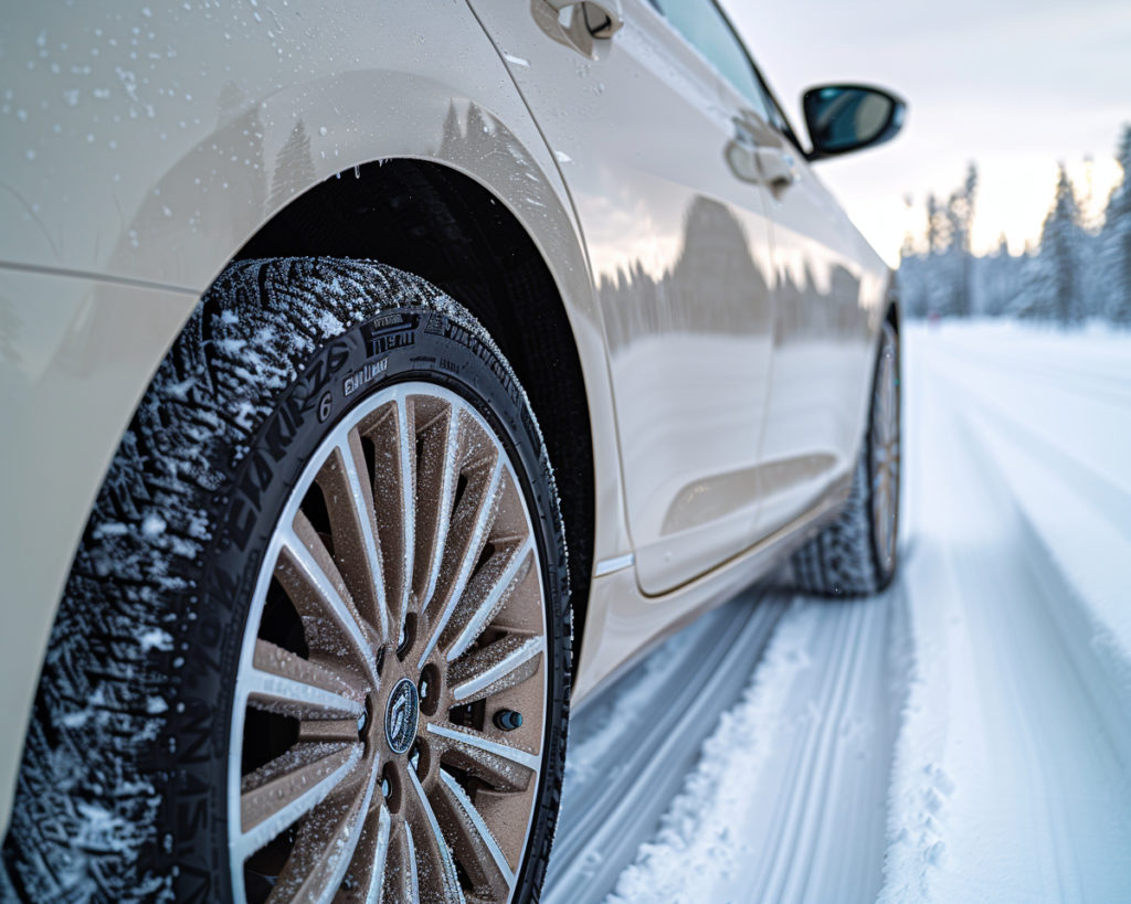 Une Renault 5 blanche sous la neige