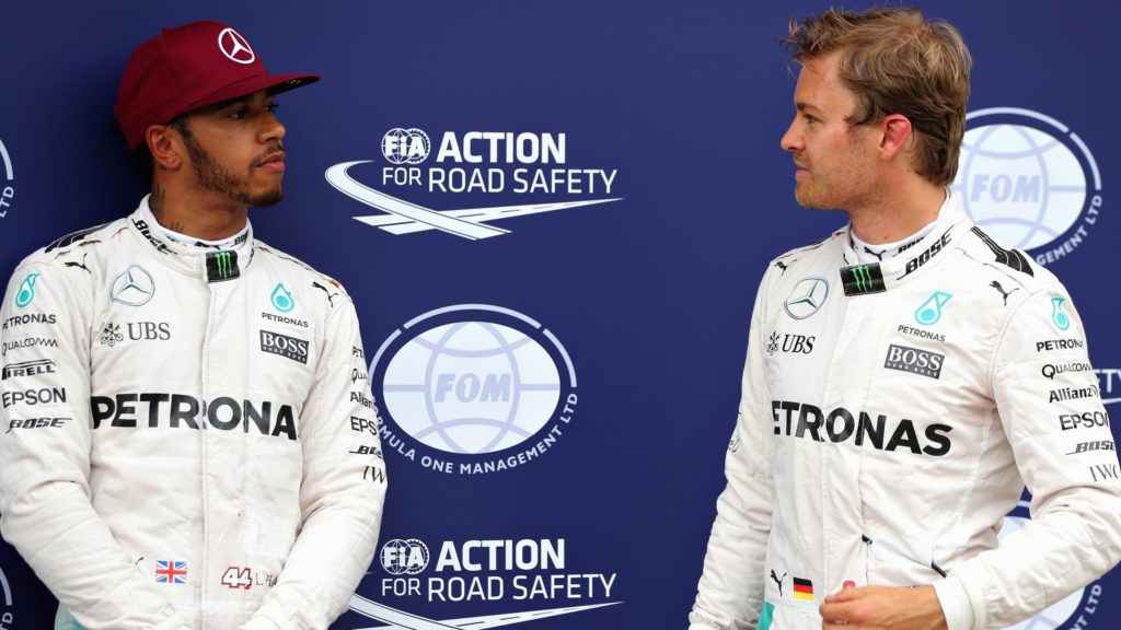 Les deux pilotes Hamilton et Rosberg