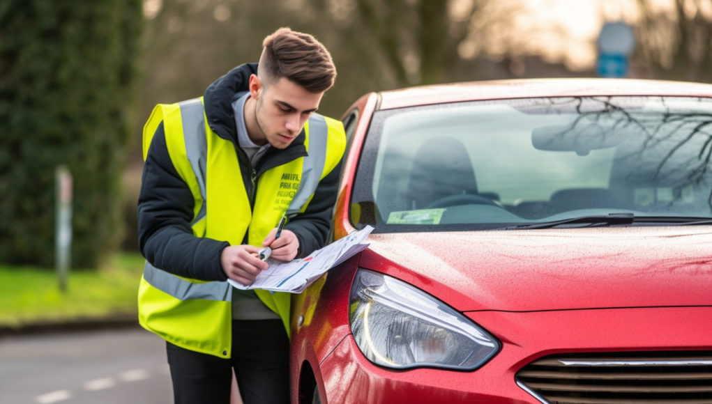 all-images-man-writing-paper-next-red-car