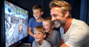 Y a-t-il des options gratuites pour suivre la F1 ? Une famille regardant F1 à la tété