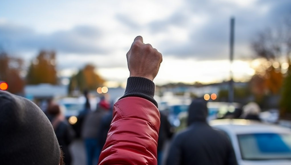 all-images-person-raising-fist-air Un homme revendiquant sur le stationnement