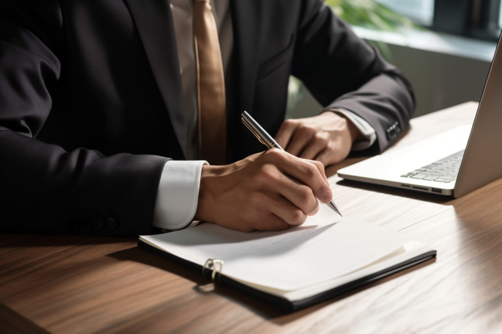 Un homme écrivant une lettre