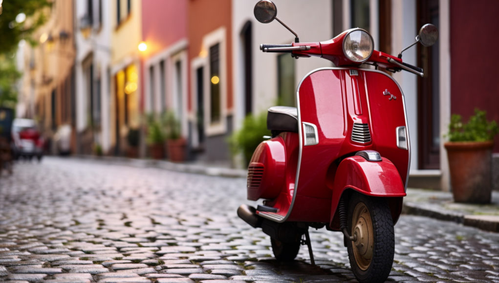Une Vesta rouge garée dans la rue