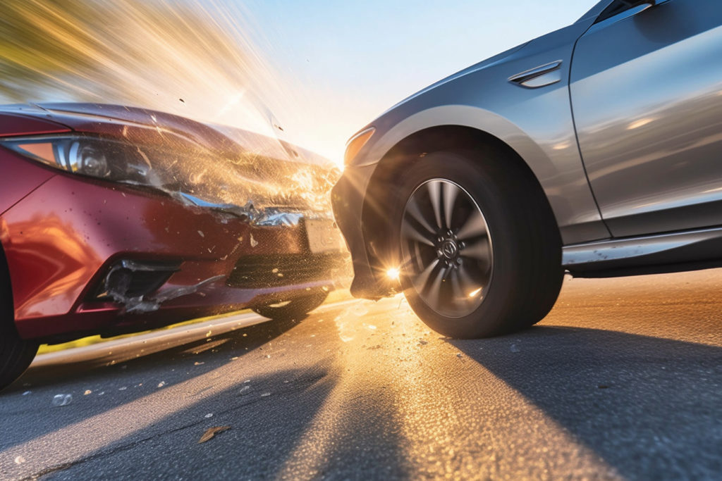 Deux véhicules accidentés