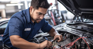 Pourquoi utiliser les pièces de rechange d’origine pour les réparations ? Une homme réparant une voiture