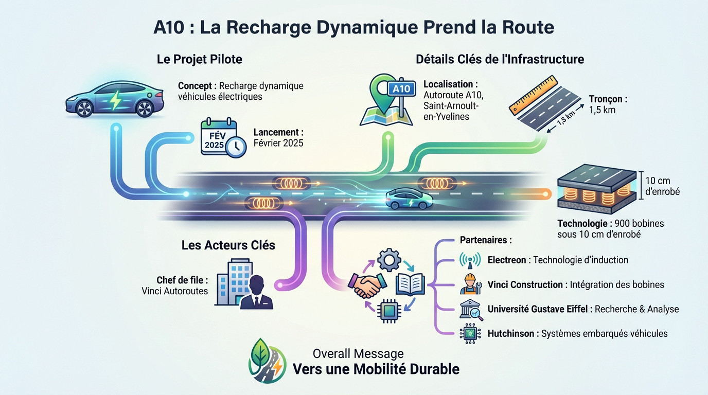 Véhicule électrique se rechargeant par induction sur l'autoroute A10