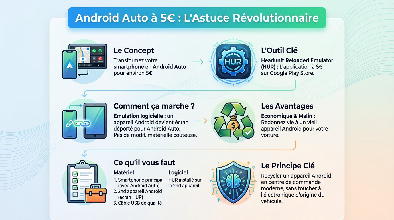 Installation économique Android Auto avec Headunit Reloaded sur smartphone
