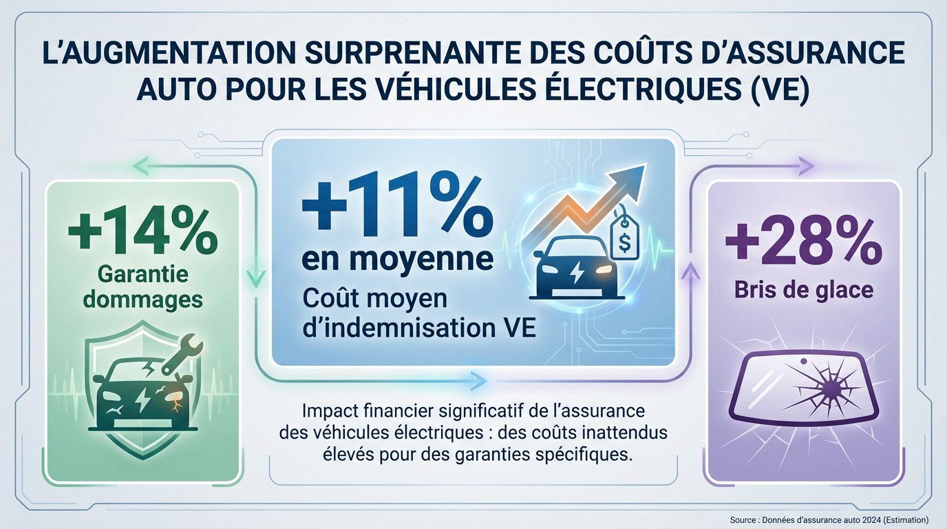 Graphique illustrant la hausse des coûts de réparation et d'assurance des véhicules électriques
