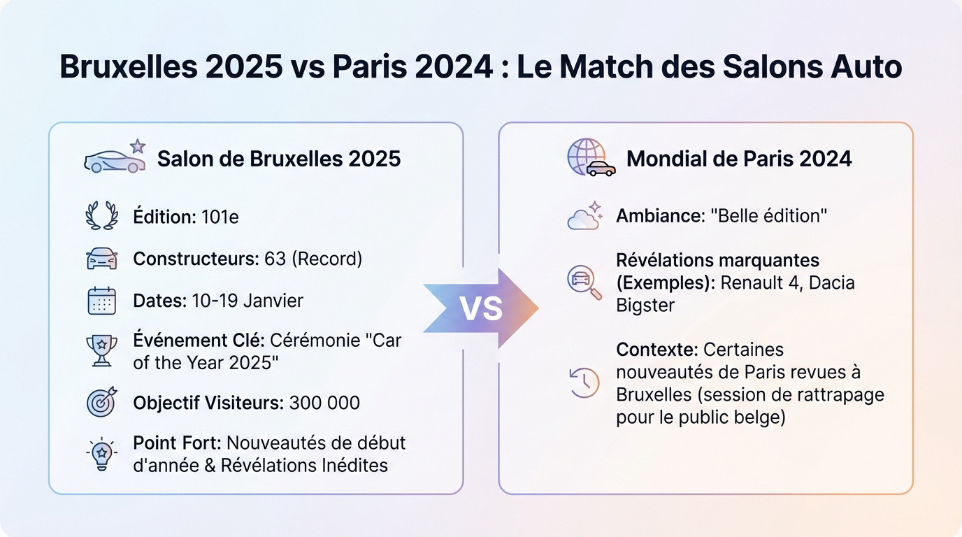 Duel des salons automobiles : Bruxelles 2025 face au Mondial de Paris 2024