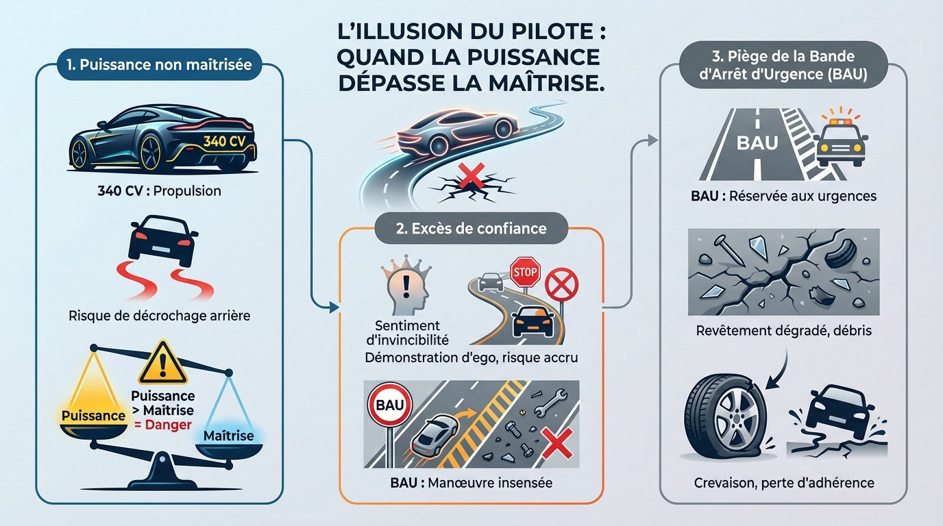 Toyota Supra accidentée sur le bas-côté suite à une perte de contrôle à haute vitesse