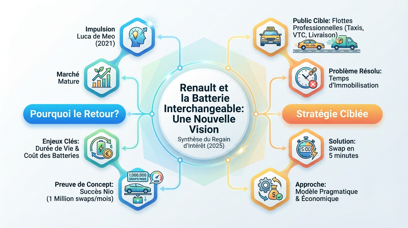 Concept de station d'échange de batteries Renault pour flottes professionnelles