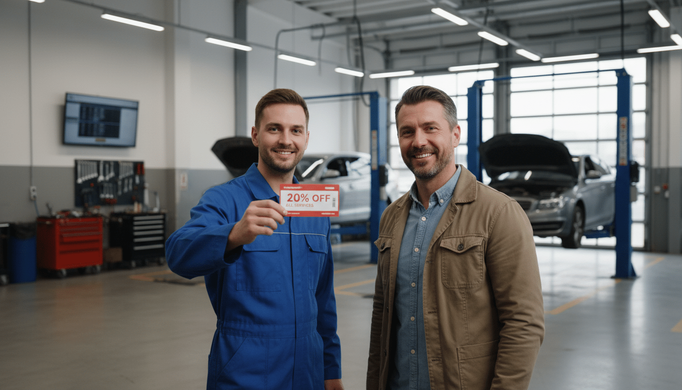 bientôt, profitez d'une réduction spéciale à chaque passage au garage, exclusivement pour les automobilistes.
