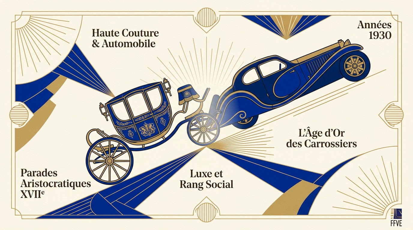 Évolution du prestige automobile de la calèche hippomobile aux lignes sculpturales des modèles Bugatti