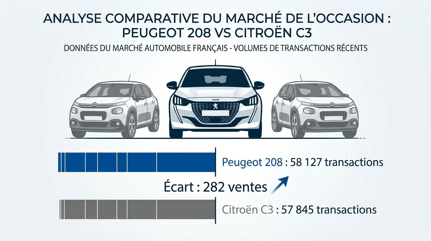 Ventes occasion Peugeot 208 vs Citroën C3