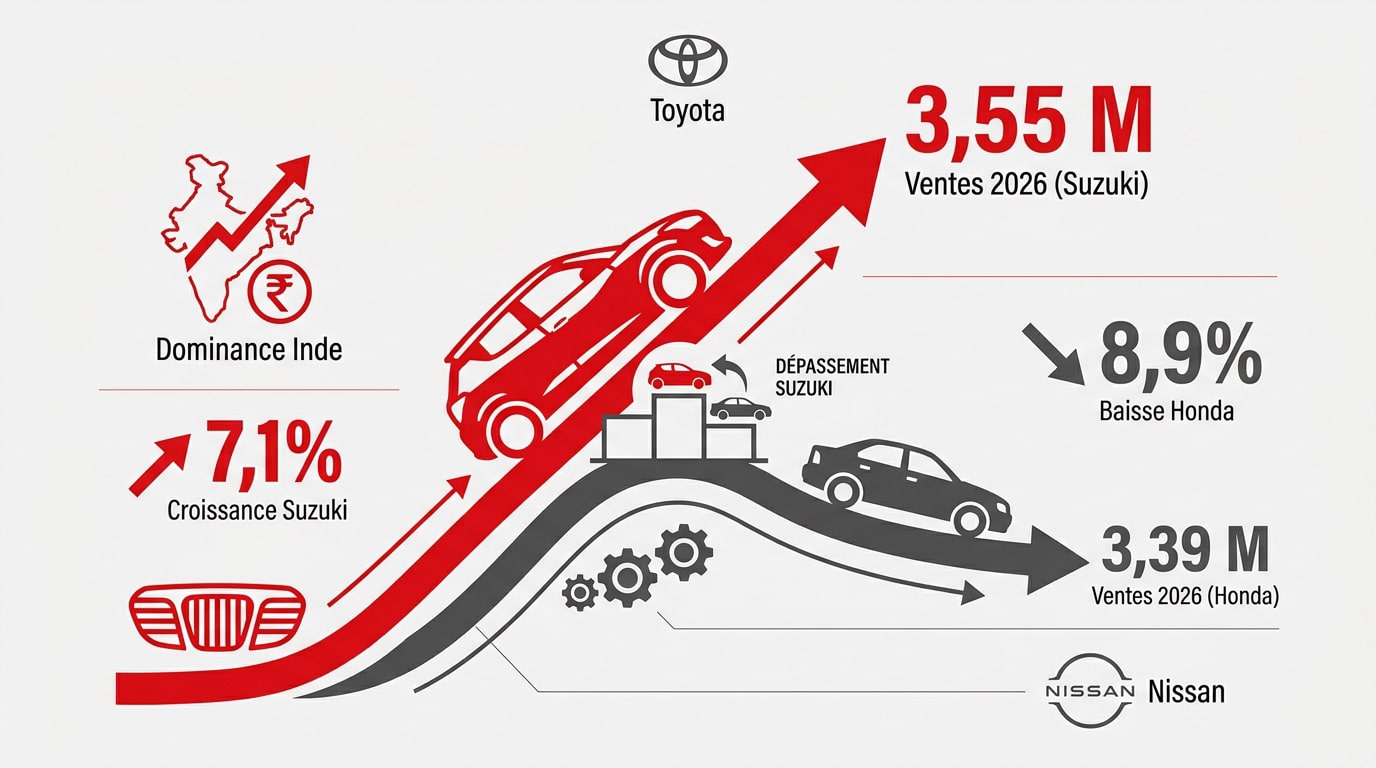 Comparaison des ventes mondiales entre Suzuki et Honda pour l'exercice 2026