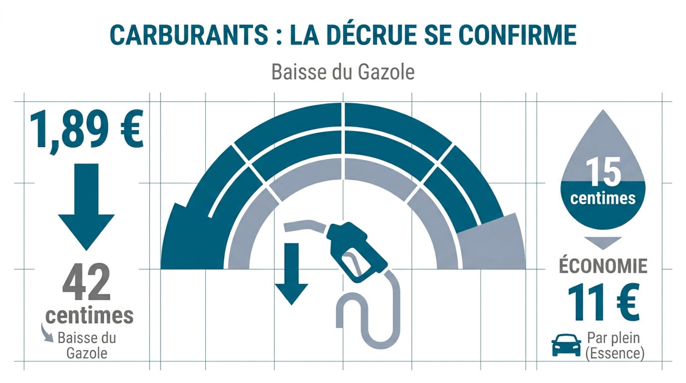 Graphique de la baisse des prix des carburants