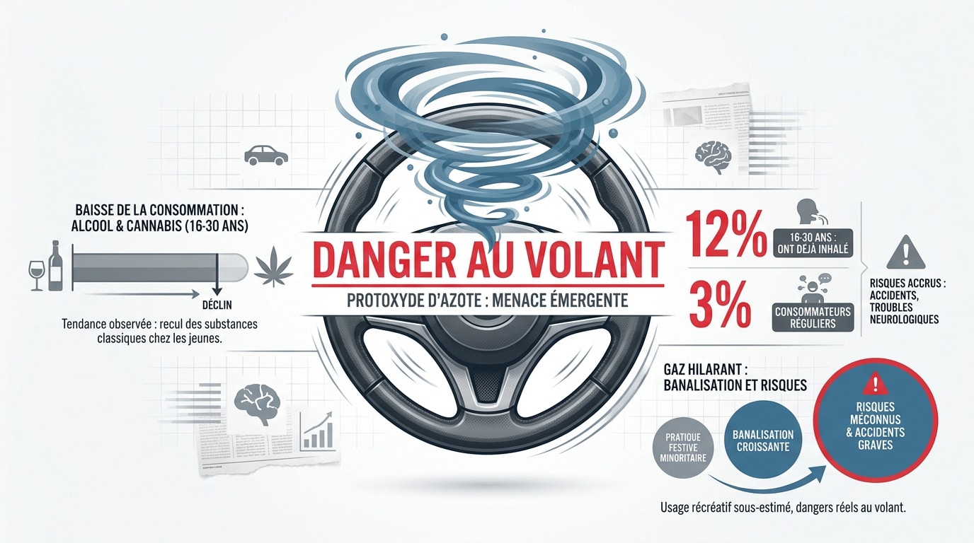 Danger de la consommation de protoxyde d'azote et conduite automobile