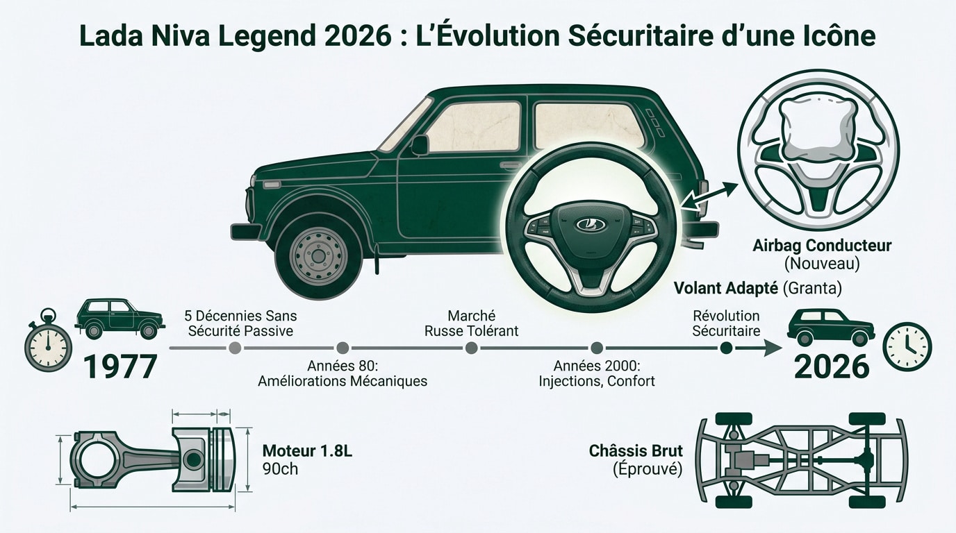 Lada Niva Legend 2026 avec son nouveau volant et airbag conducteur