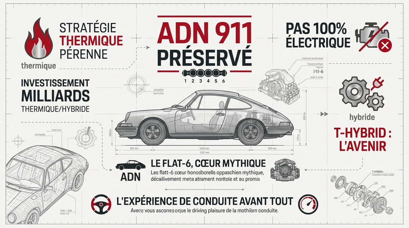 Porsche 911 hybride et moteur thermique emblématique