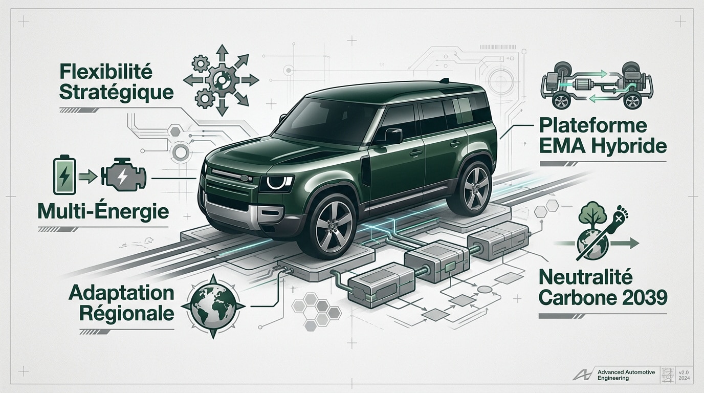 SUV JLR illustrant la flexibilité multi-énergie et la stratégie de neutralité carbone