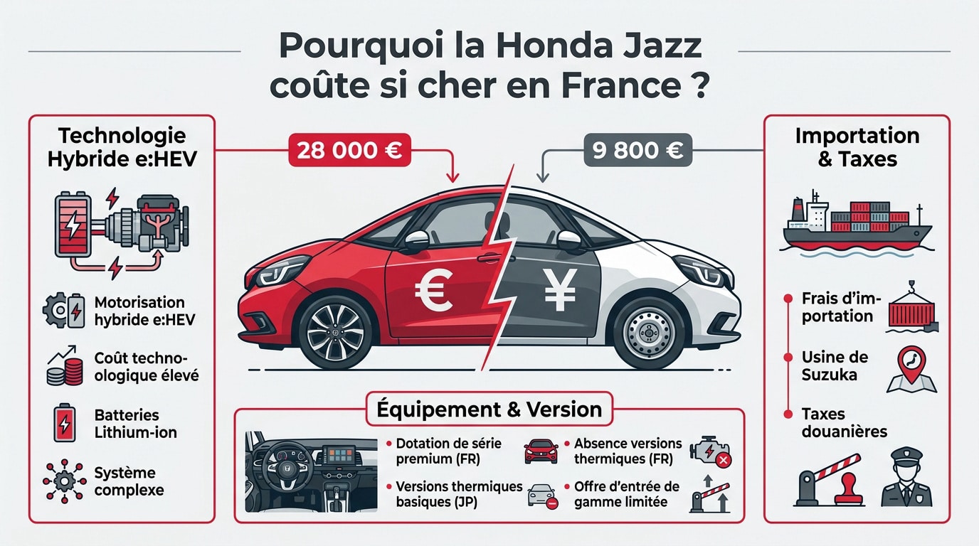 Comparaison de prix Honda Jazz France vs Japon