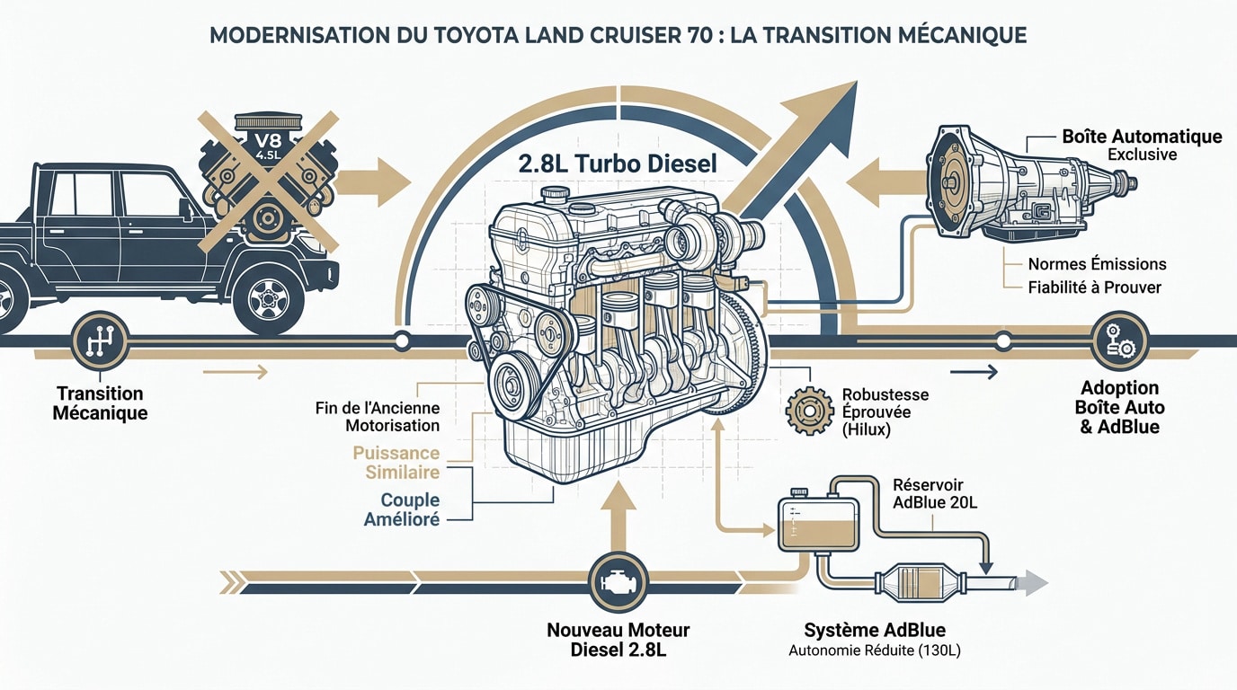 Toyota Land Cruiser 70 en version châssis-cabine sur terrain aride