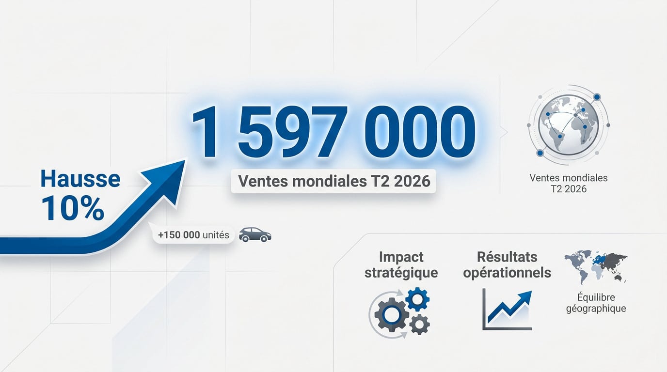 Graphique des ventes mondiales Stellantis au second trimestre 2026 totalisant 1,597 million d'unités