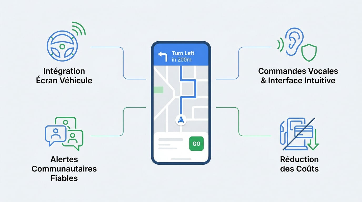 Critères de sélection des applications de navigation automobile incluant l'ergonomie et les données communautaires
