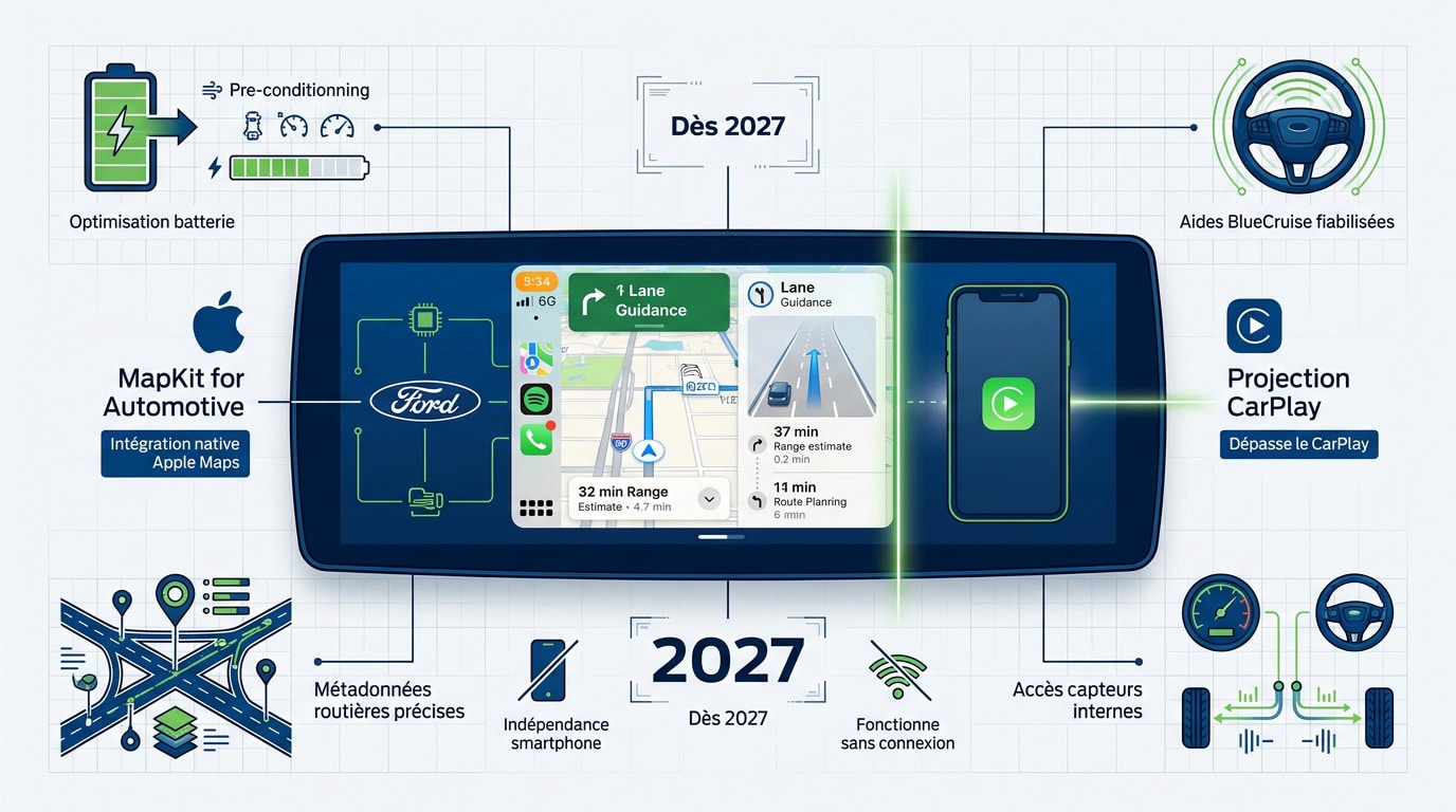 Ford intègre Apple Maps nativement dans ses futurs véhicules électriques UEV pour 2027