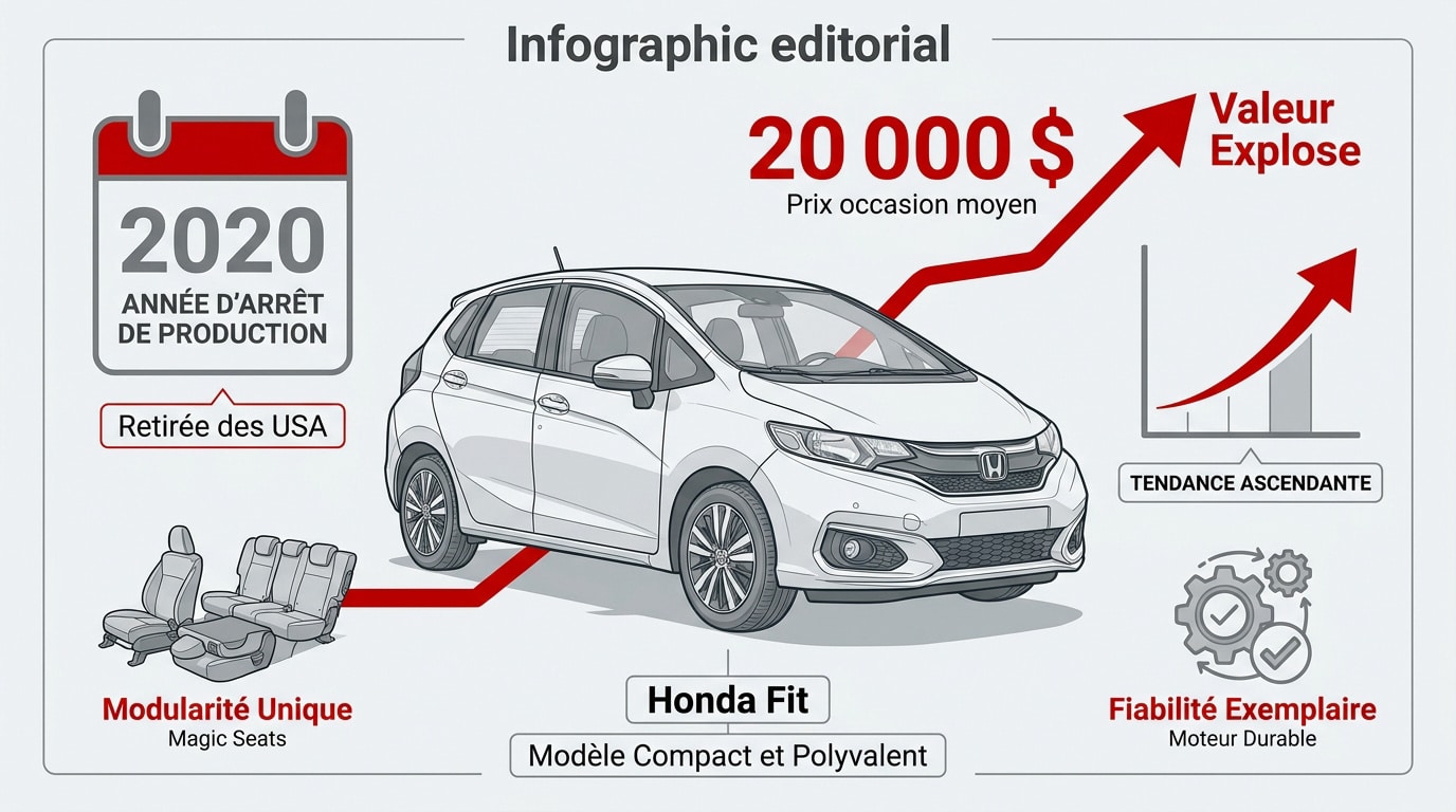 Honda Fit illustrant sa rareté sur le marché de l'occasion