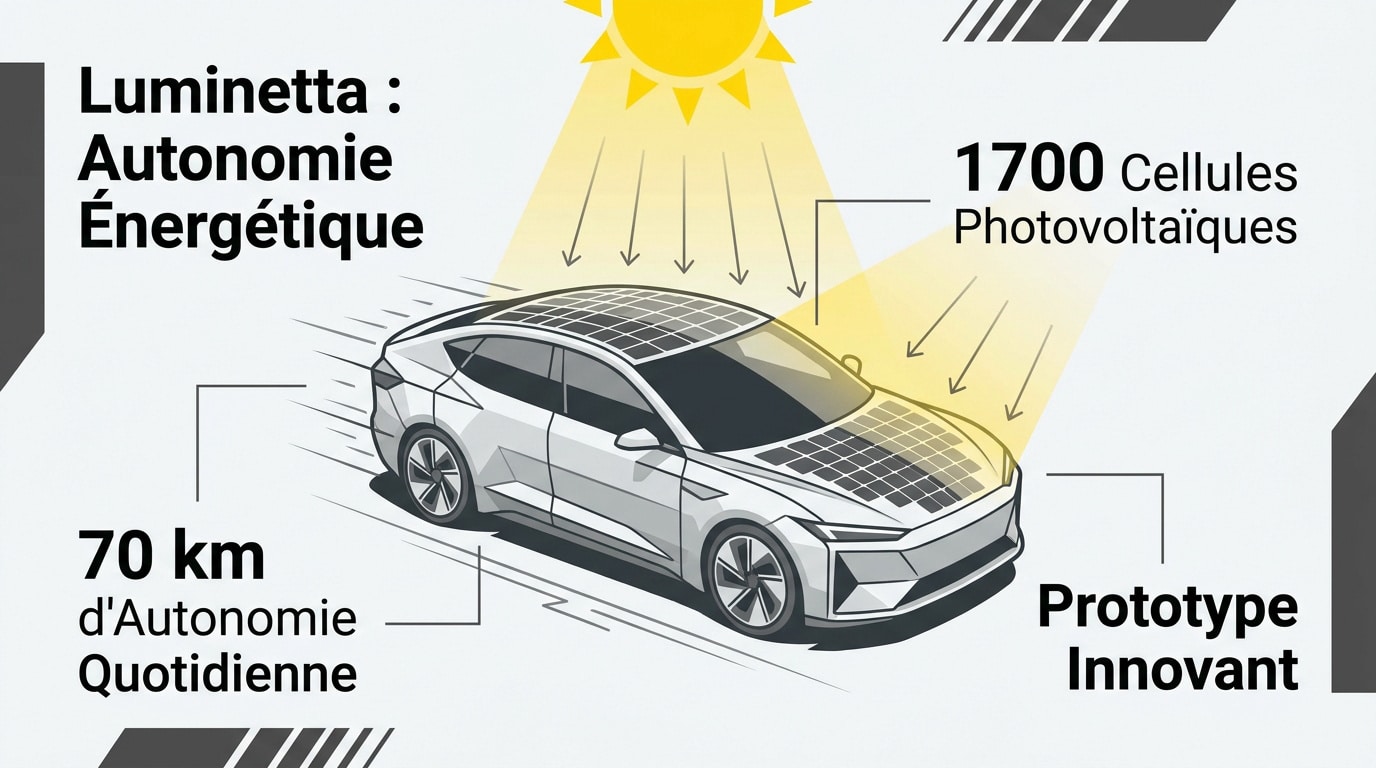 Prototype de la voiture solaire Luminetta recouverte de cellules photovoltaïques