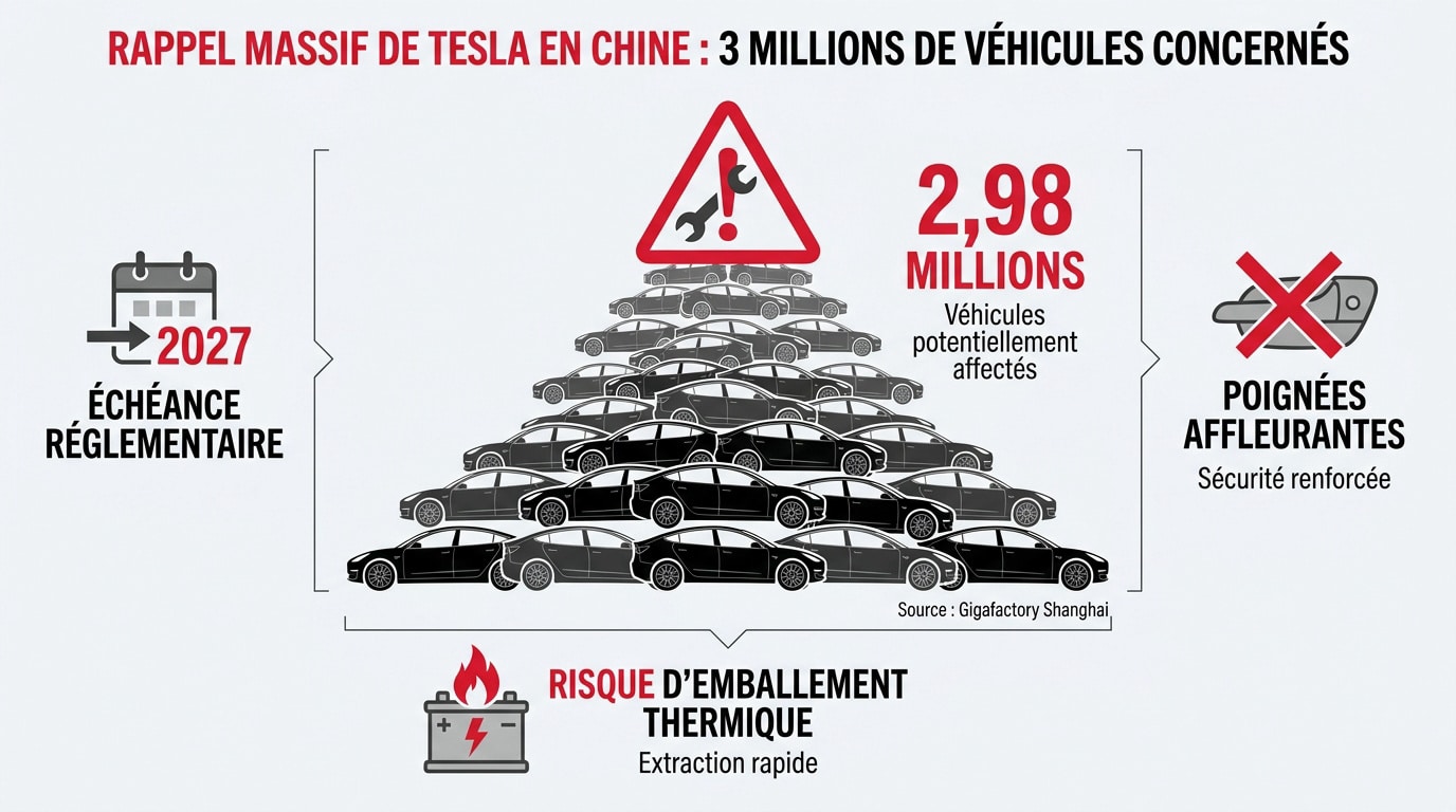 Rappel massif de véhicules Tesla en Chine pour des raisons de sécurité des poignées de porte