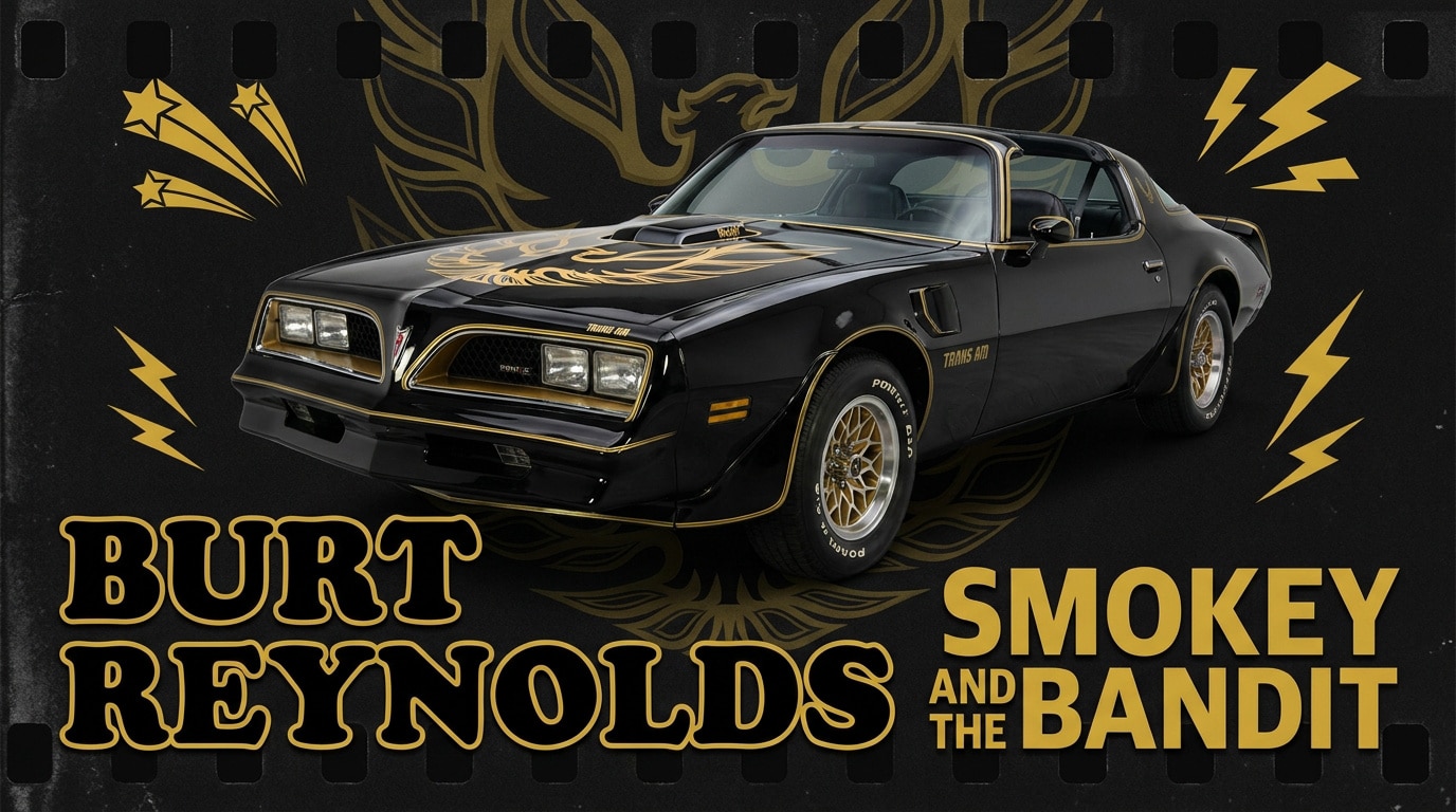 Burt Reynolds et sa Pontiac Trans Am noire et dorée