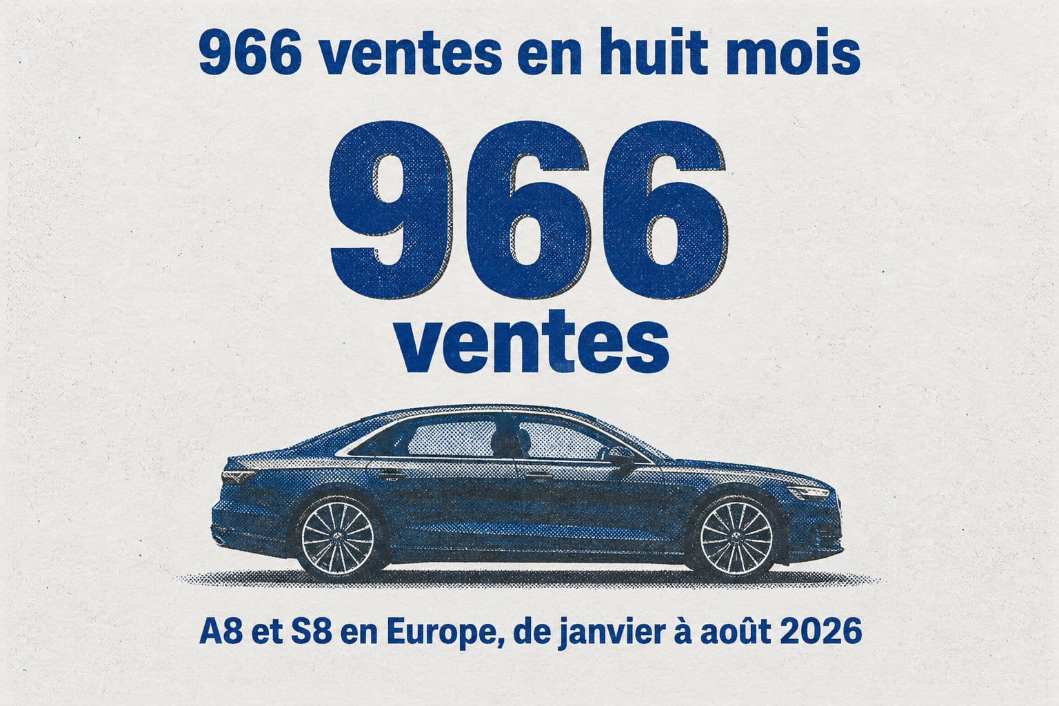 966 Audi A8 et S8 ont été vendues en Europe entre janvier et août 2026.
