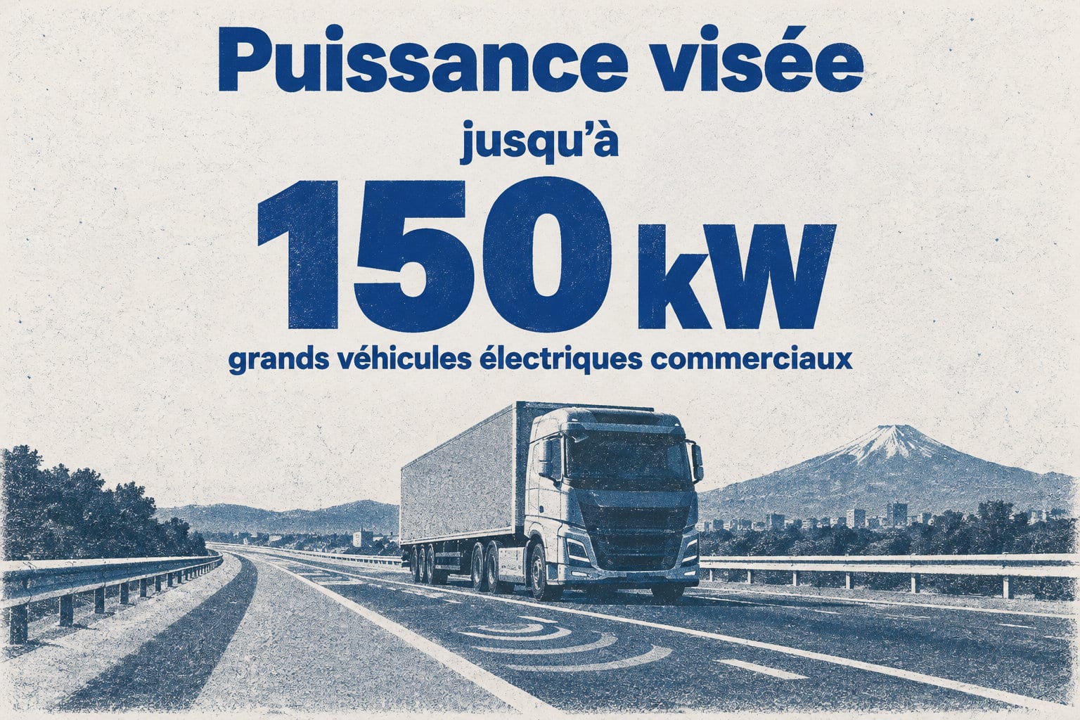 La puissance de transfert visée peut atteindre 150 kW et concerne principalement les grands véhicules électriques commerciaux.